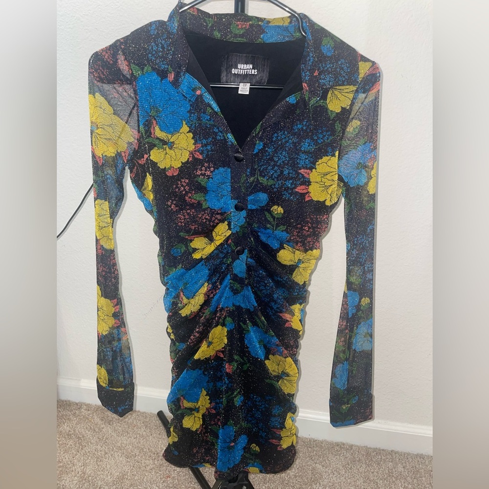 Urban Outfitter Long Sleeve Button Down Mesh Dress